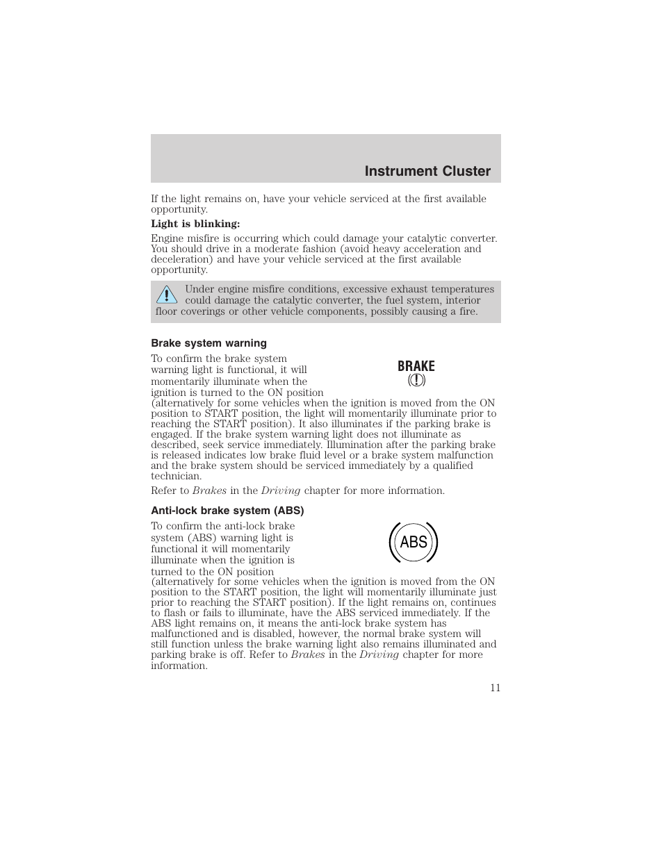 Instrument cluster | FORD 2003 Expedition v.1 User Manual | Page 11 / 320