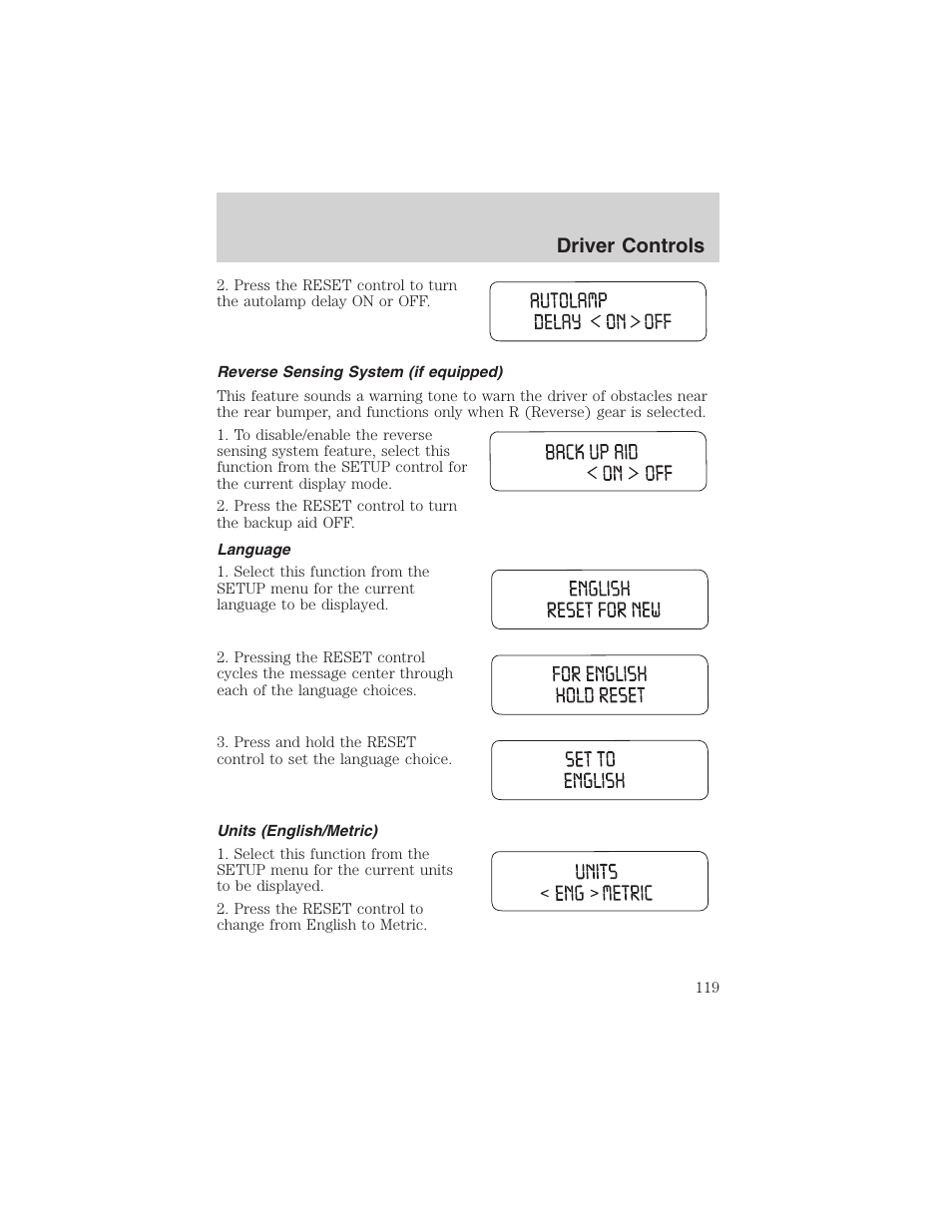 Driver controls | FORD 2003 Expedition v.1 User Manual | Page 119 / 320