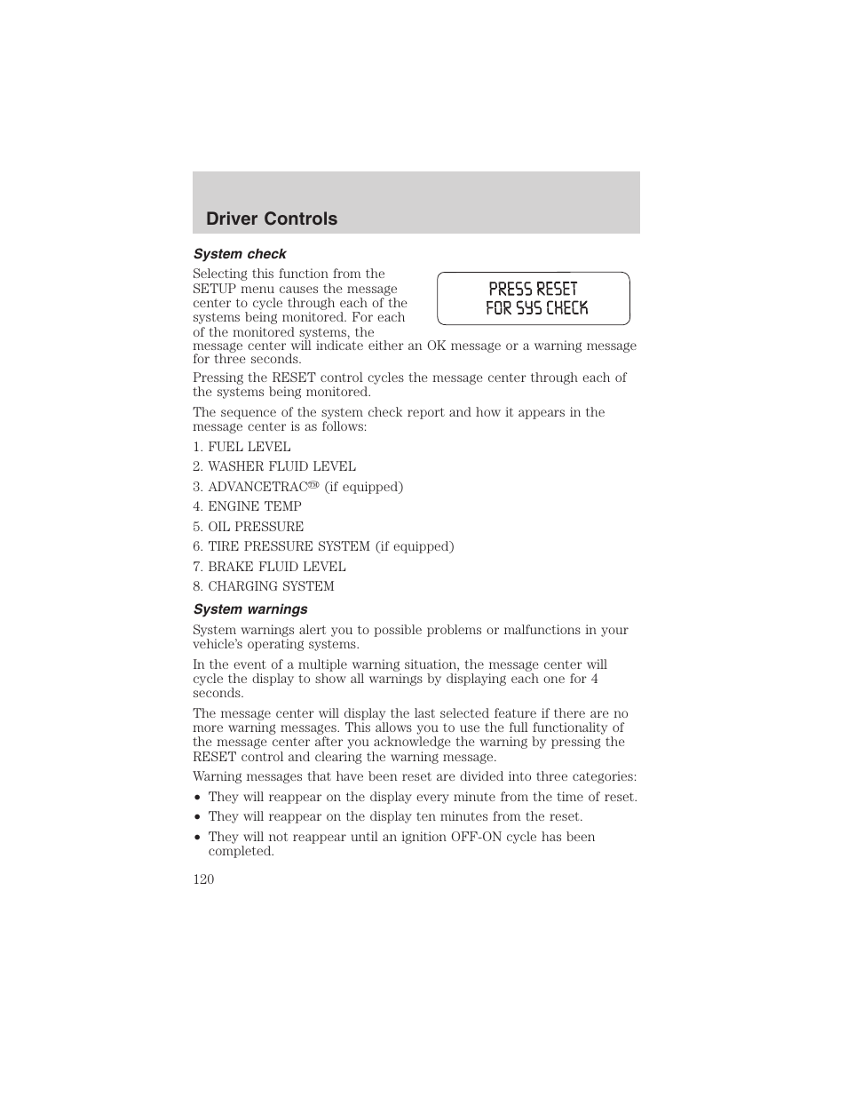 Driver controls | FORD 2003 Expedition v.1 User Manual | Page 120 / 320