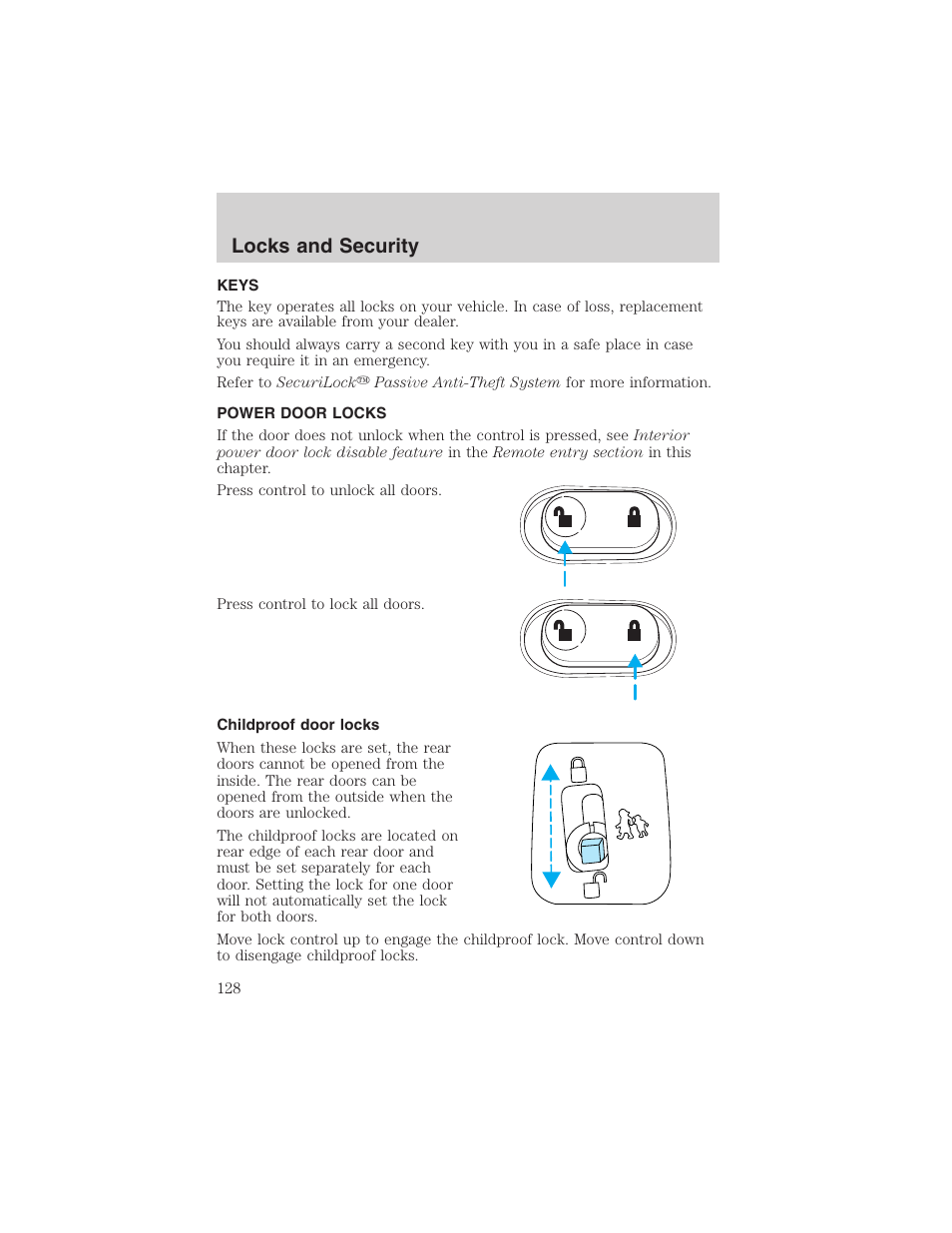 Locks and security | FORD 2003 Expedition v.1 User Manual | Page 128 / 320