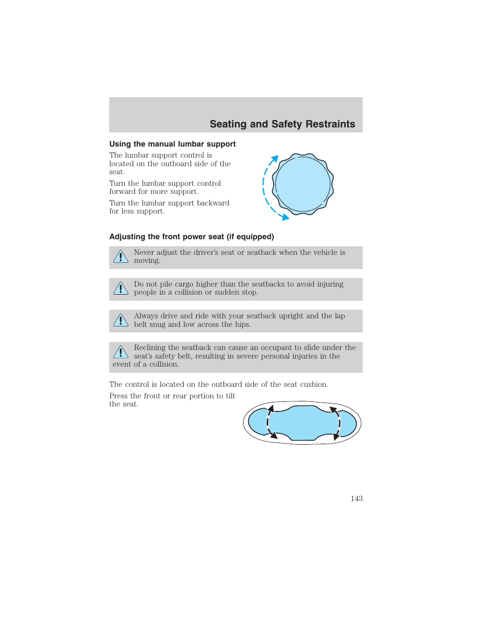 Seating and safety restraints | FORD 2003 Expedition v.1 User Manual | Page 143 / 320