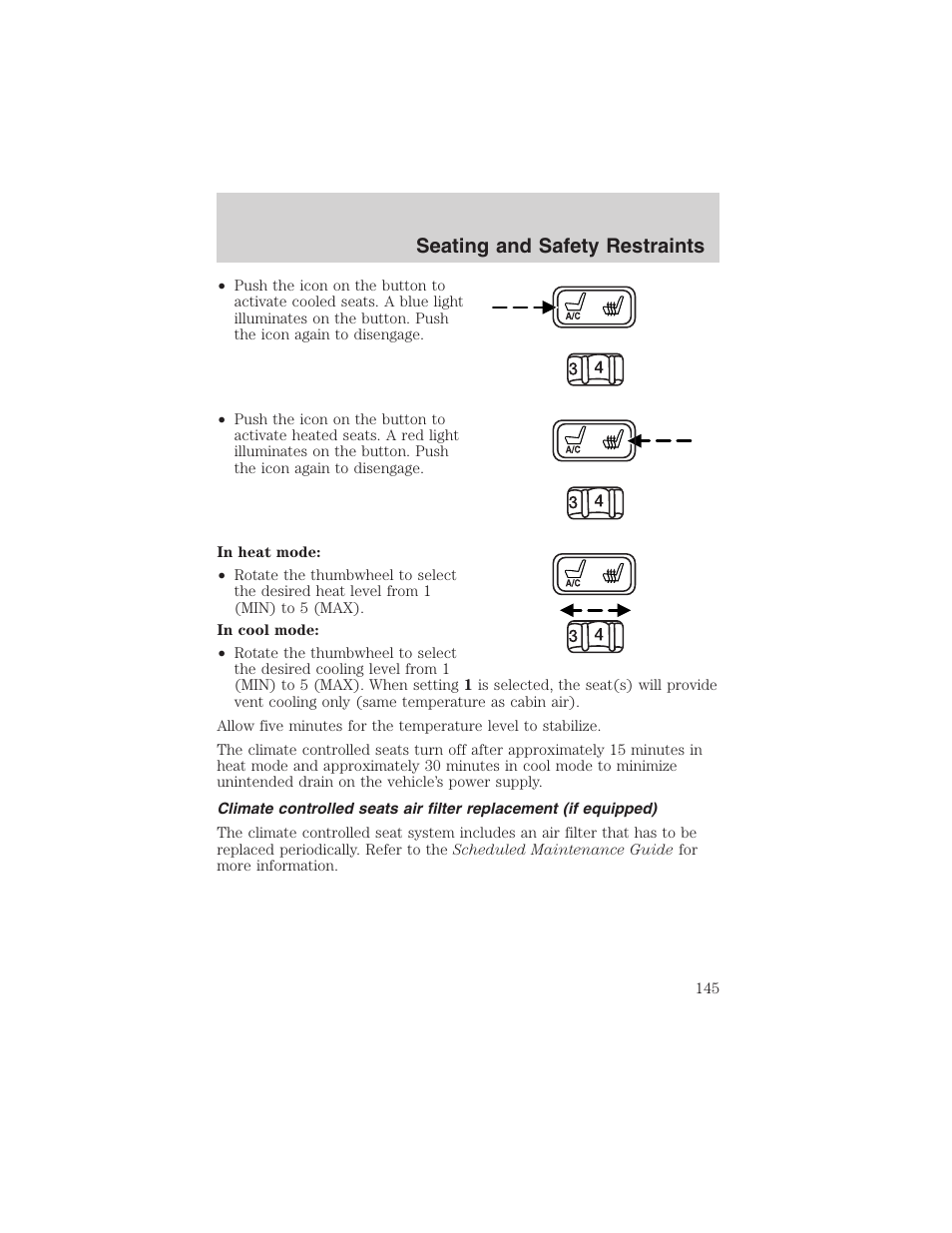 Seating and safety restraints | FORD 2003 Expedition v.1 User Manual | Page 145 / 320