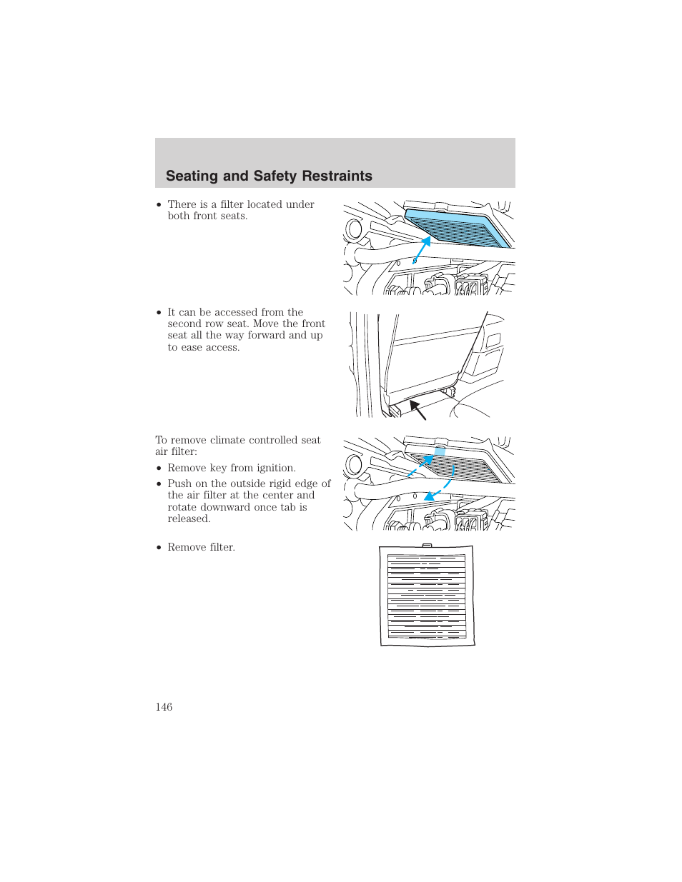 Seating and safety restraints | FORD 2003 Expedition v.1 User Manual | Page 146 / 320