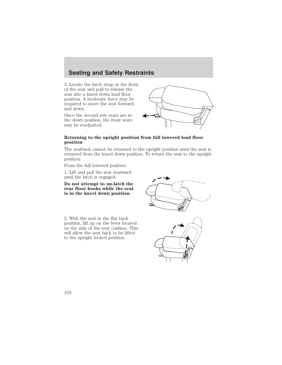 Seating and safety restraints | FORD 2003 Expedition v.1 User Manual | Page 150 / 320