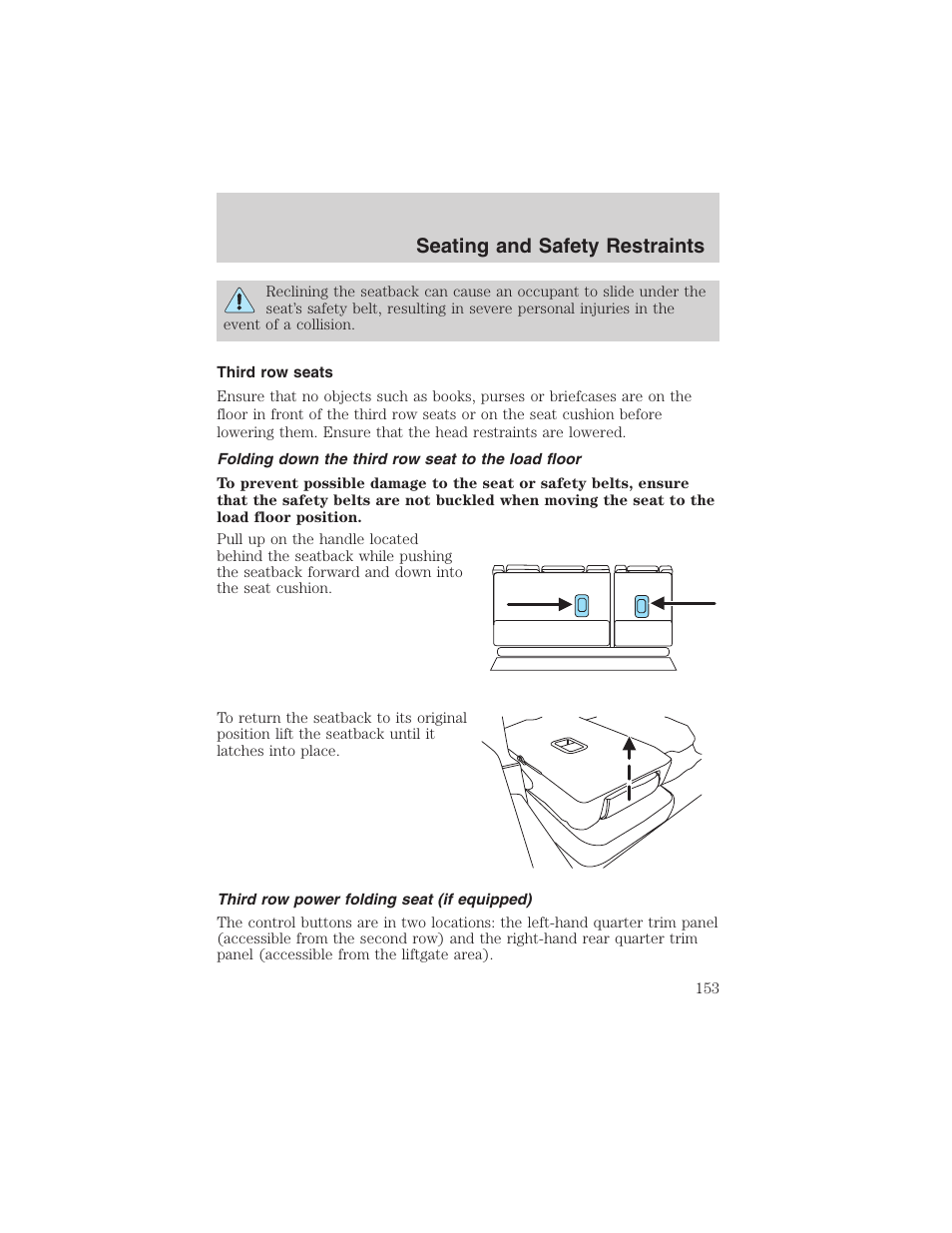 Seating and safety restraints | FORD 2003 Expedition v.1 User Manual | Page 153 / 320