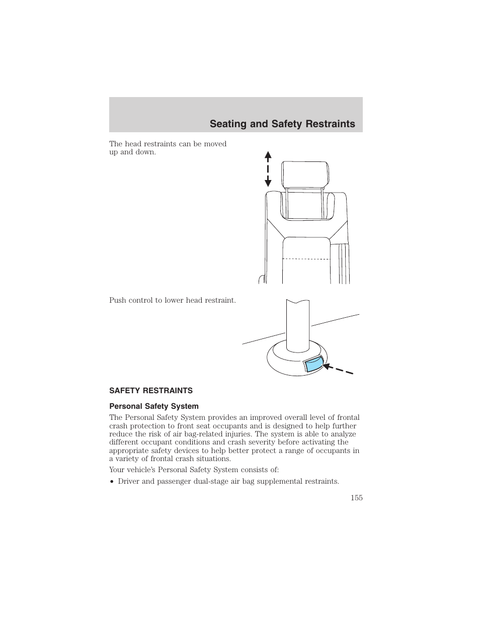 Seating and safety restraints | FORD 2003 Expedition v.1 User Manual | Page 155 / 320