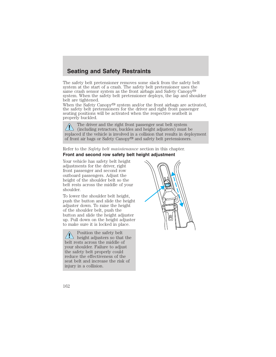 Seating and safety restraints | FORD 2003 Expedition v.1 User Manual | Page 162 / 320