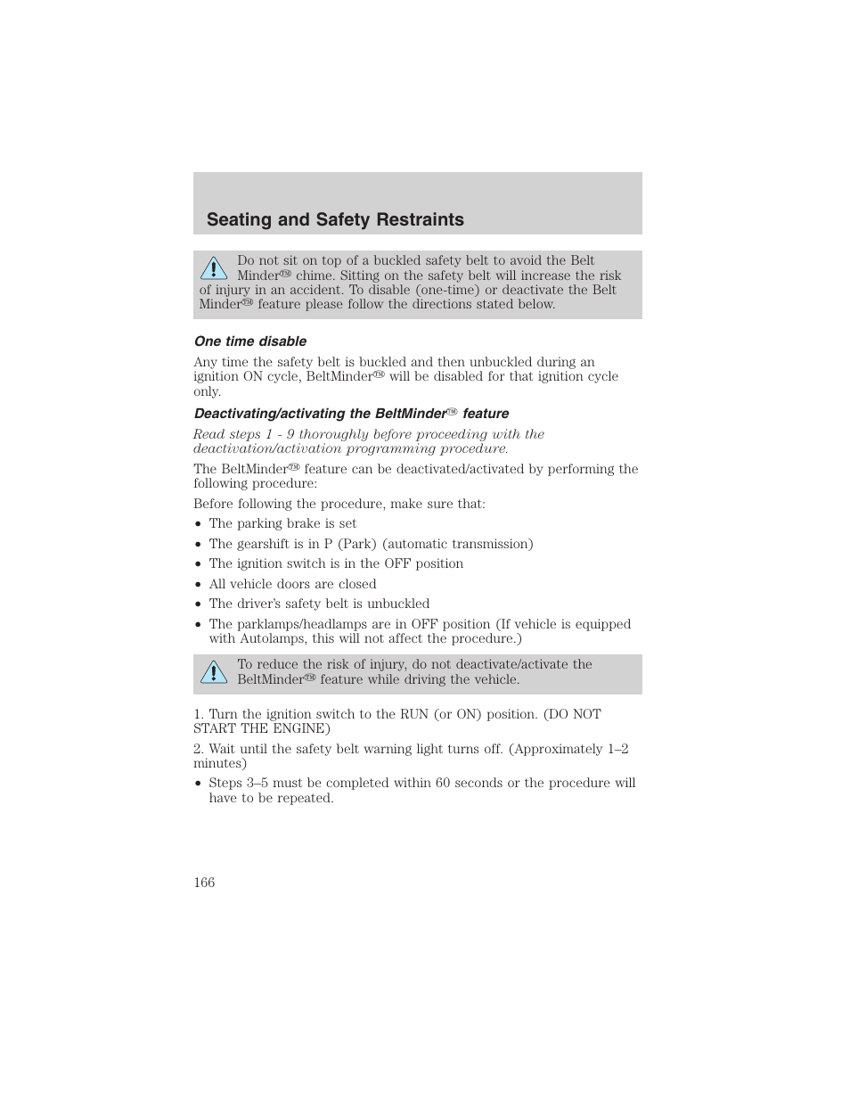 Seating and safety restraints | FORD 2003 Expedition v.1 User Manual | Page 166 / 320