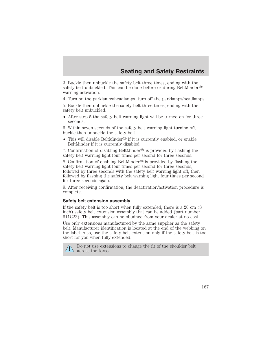 Seating and safety restraints | FORD 2003 Expedition v.1 User Manual | Page 167 / 320