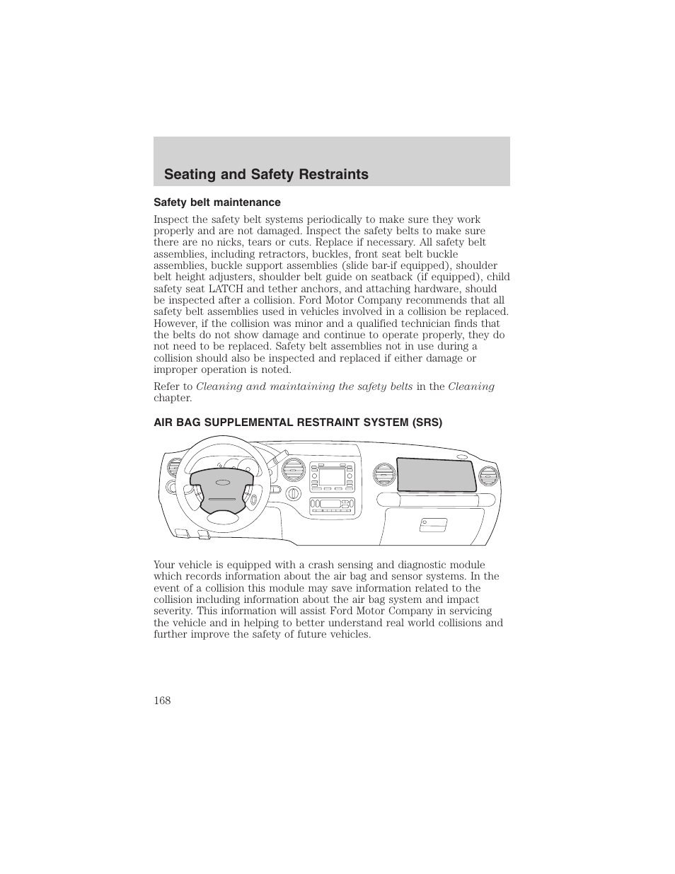 Seating and safety restraints | FORD 2003 Expedition v.1 User Manual | Page 168 / 320