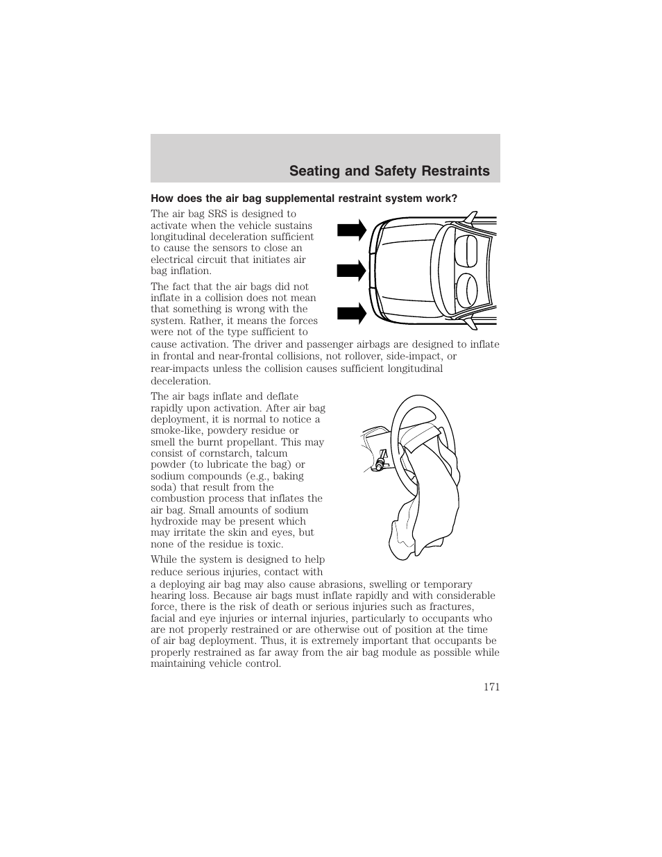 Seating and safety restraints | FORD 2003 Expedition v.1 User Manual | Page 171 / 320