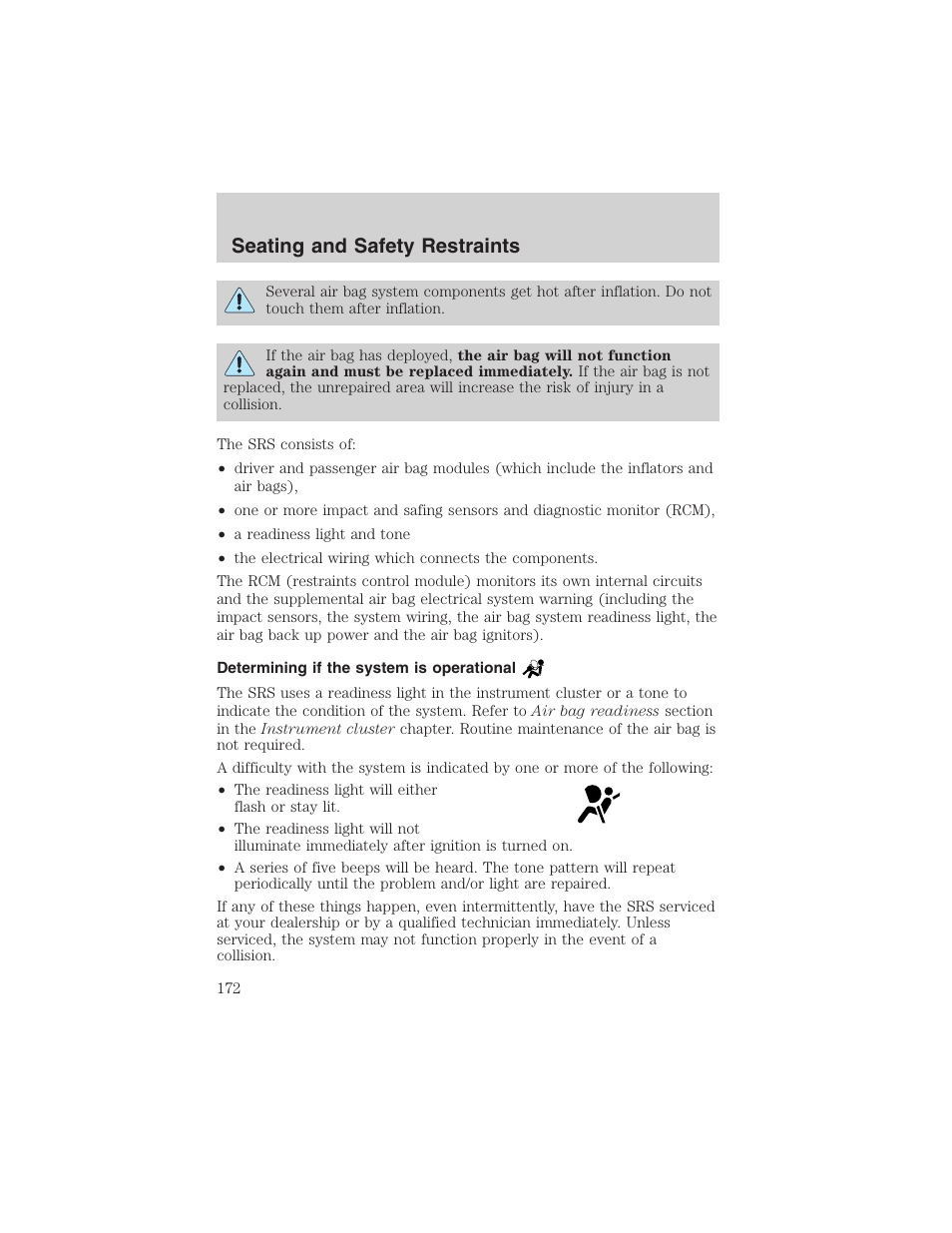 Seating and safety restraints | FORD 2003 Expedition v.1 User Manual | Page 172 / 320