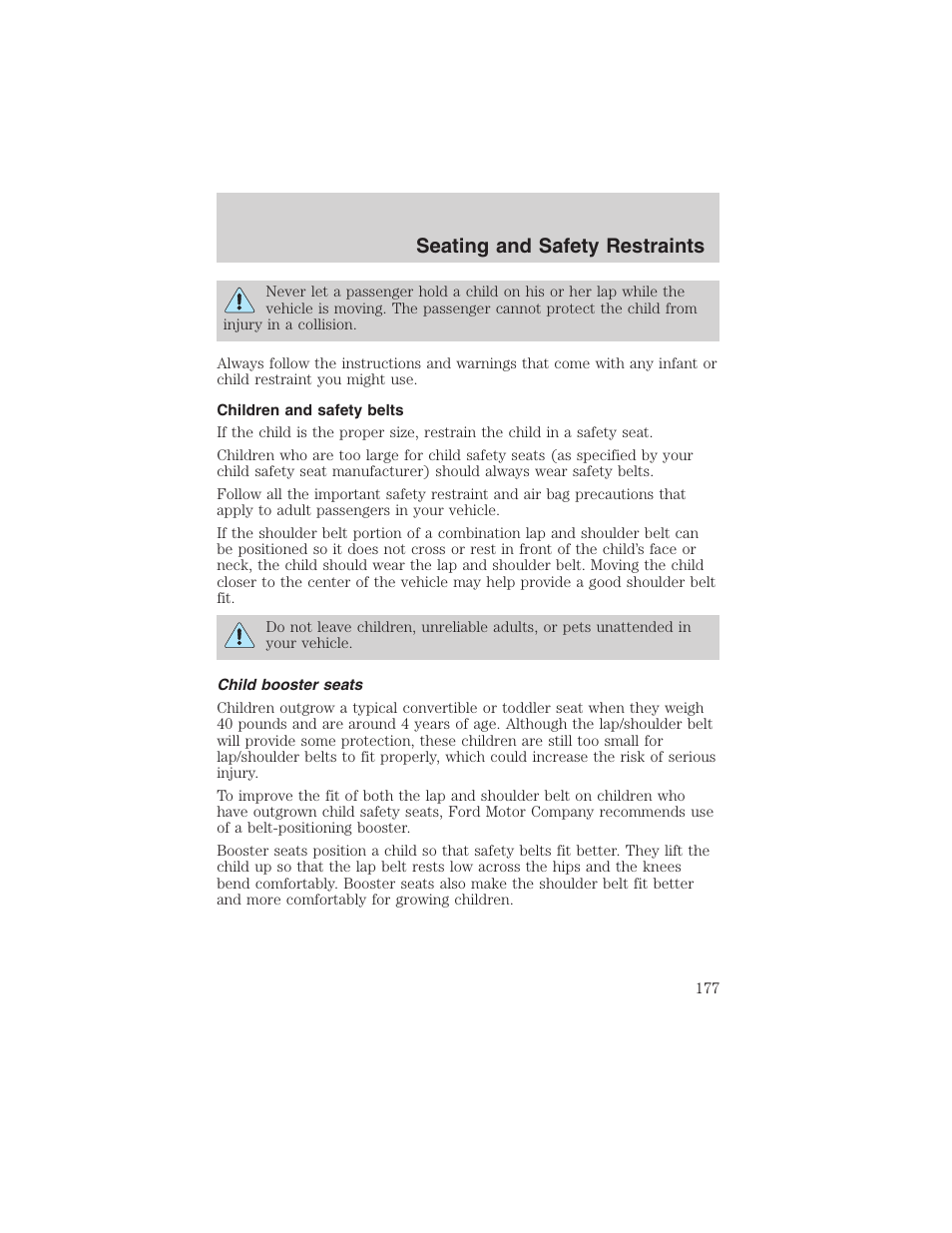 Seating and safety restraints | FORD 2003 Expedition v.1 User Manual | Page 177 / 320