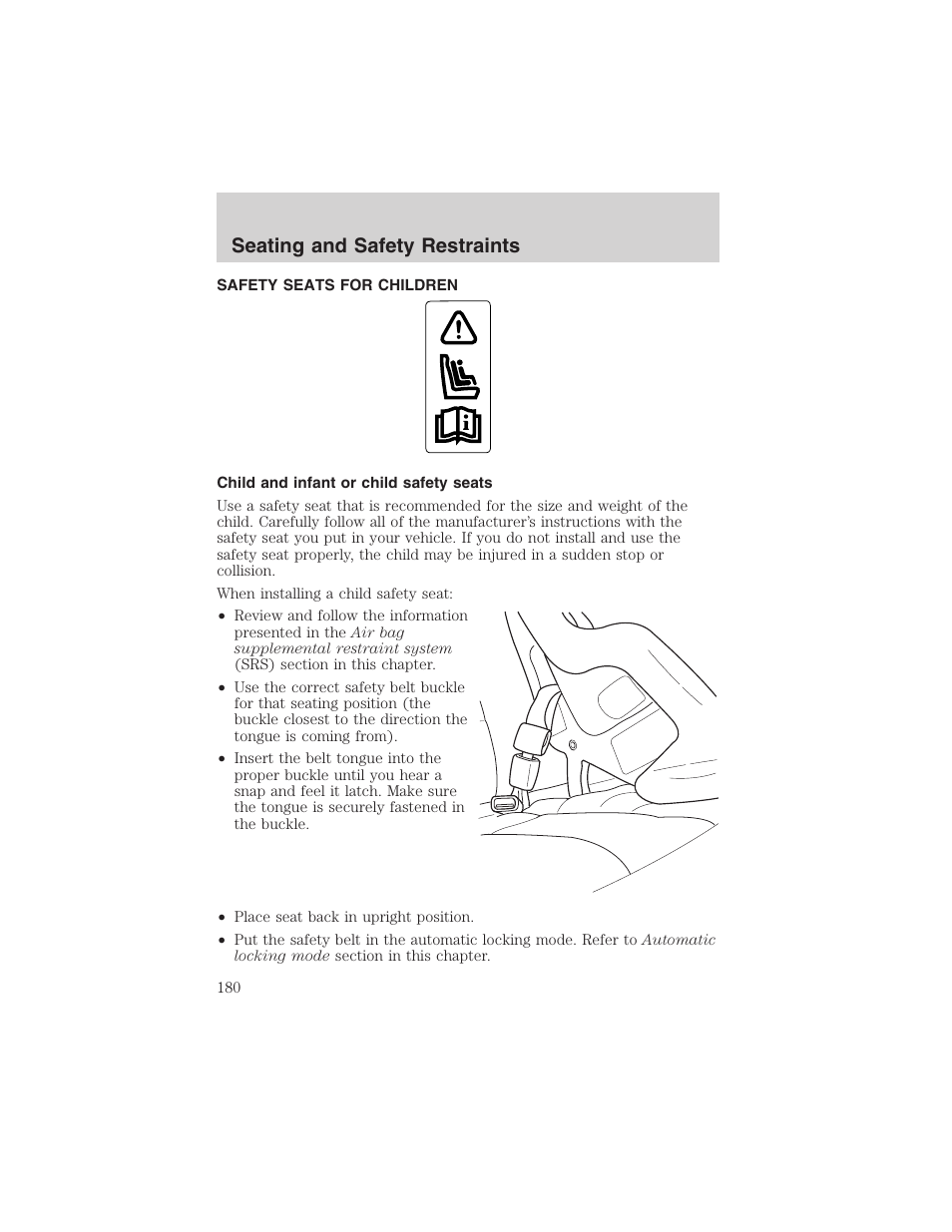 Seating and safety restraints | FORD 2003 Expedition v.1 User Manual | Page 180 / 320