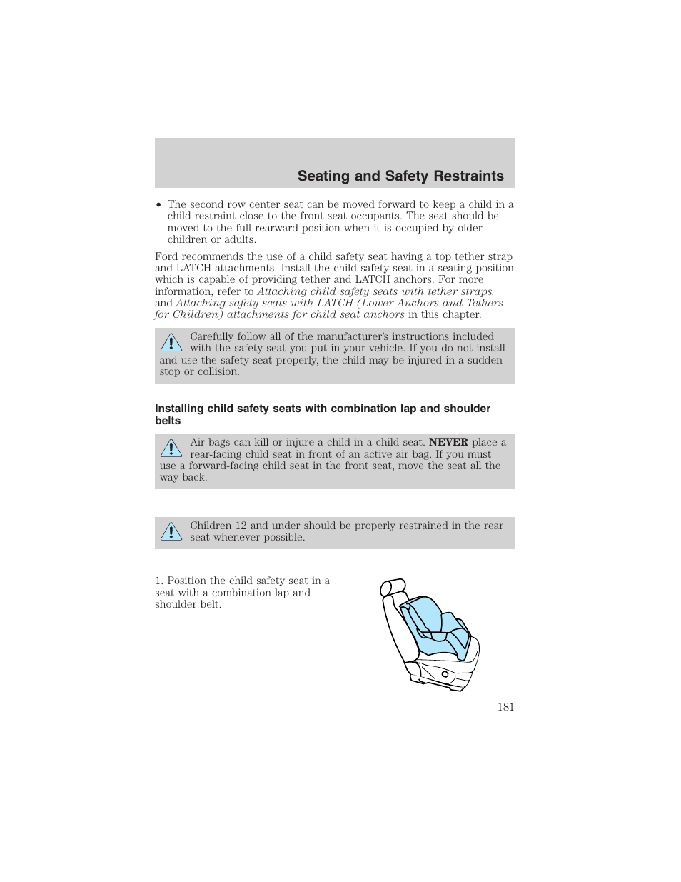 Seating and safety restraints | FORD 2003 Expedition v.1 User Manual | Page 181 / 320