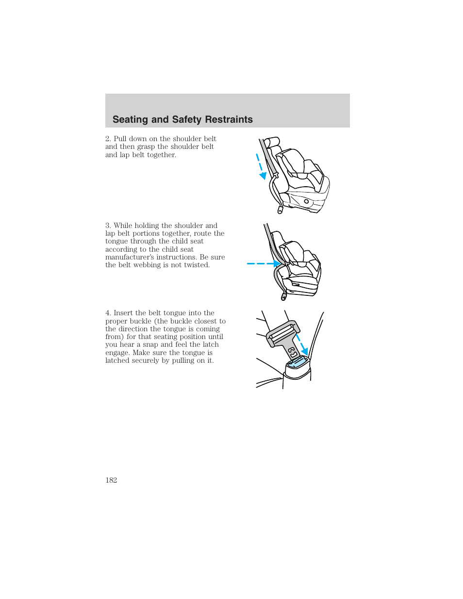 Seating and safety restraints | FORD 2003 Expedition v.1 User Manual | Page 182 / 320