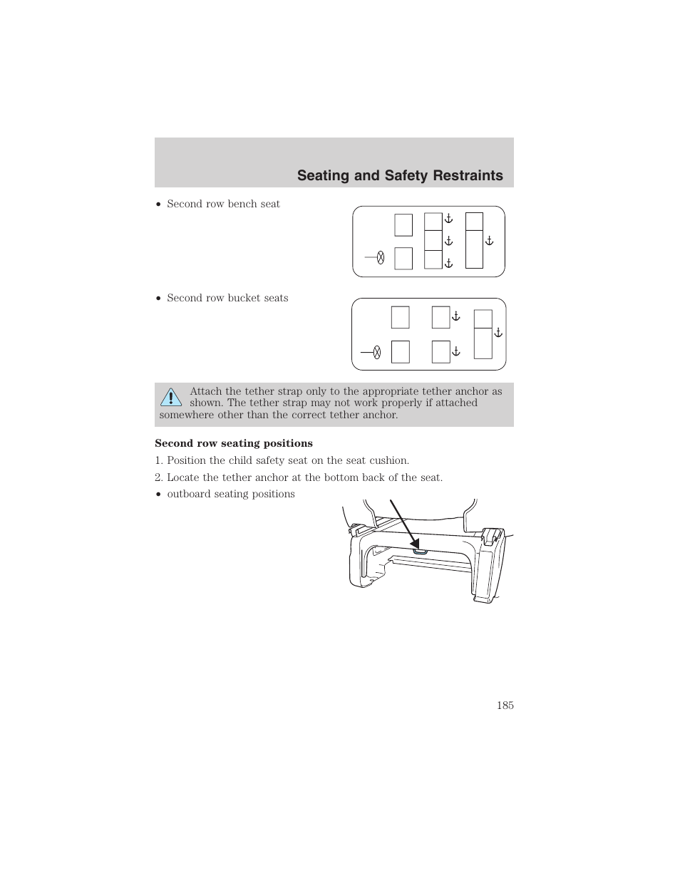 Seating and safety restraints | FORD 2003 Expedition v.1 User Manual | Page 185 / 320