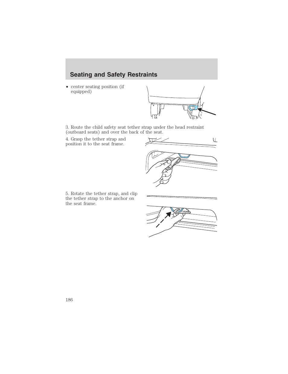 Seating and safety restraints | FORD 2003 Expedition v.1 User Manual | Page 186 / 320