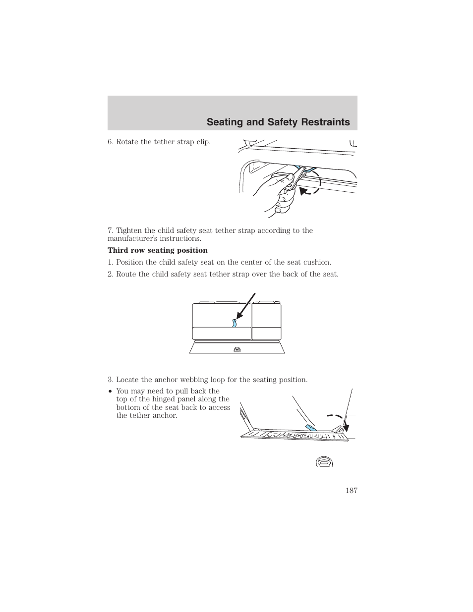 Seating and safety restraints | FORD 2003 Expedition v.1 User Manual | Page 187 / 320