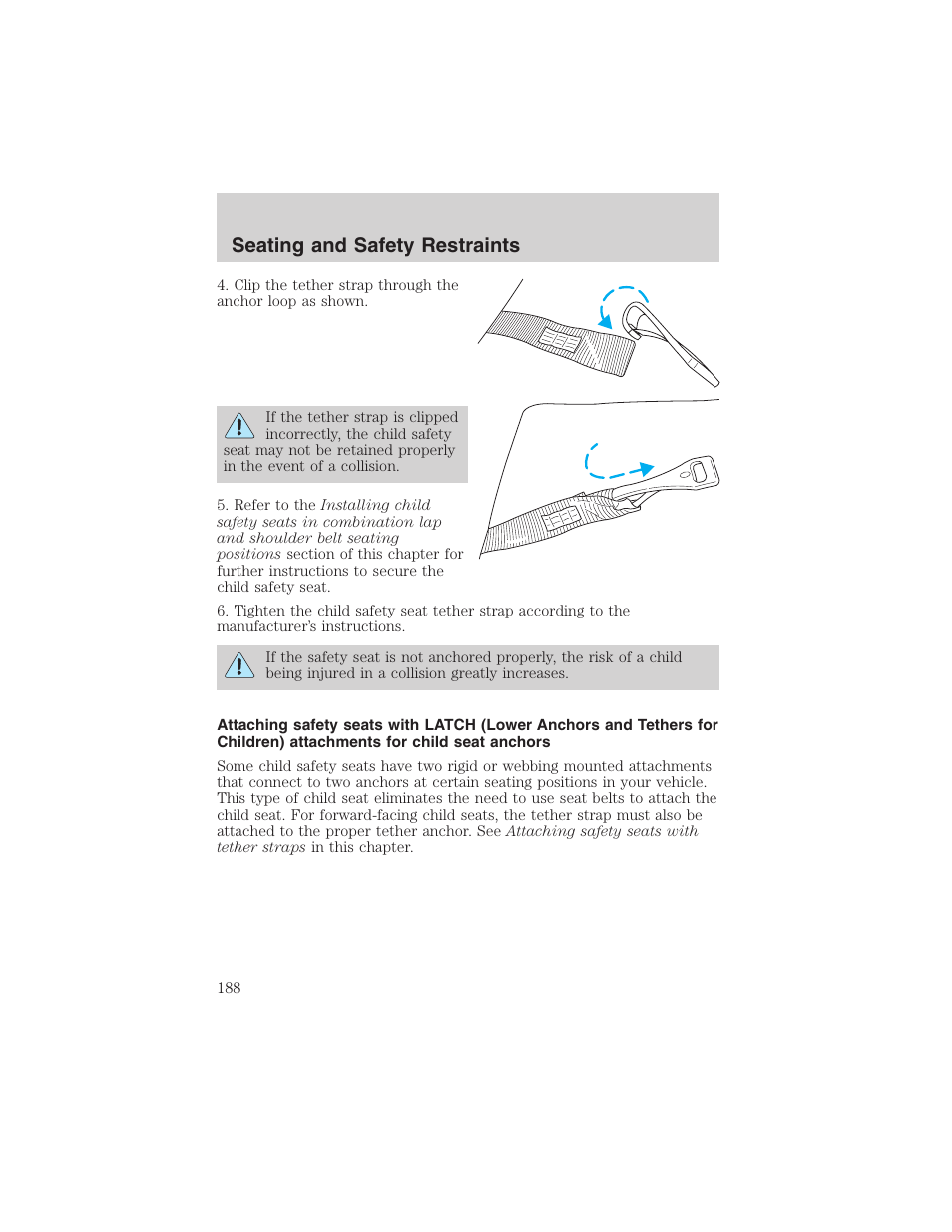 Seating and safety restraints | FORD 2003 Expedition v.1 User Manual | Page 188 / 320