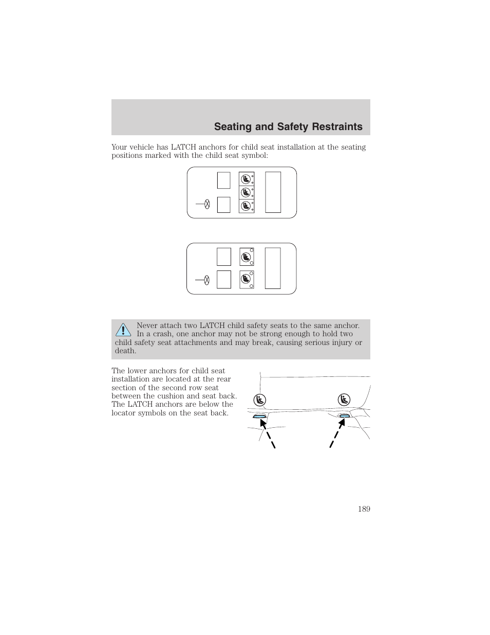 Seating and safety restraints | FORD 2003 Expedition v.1 User Manual | Page 189 / 320