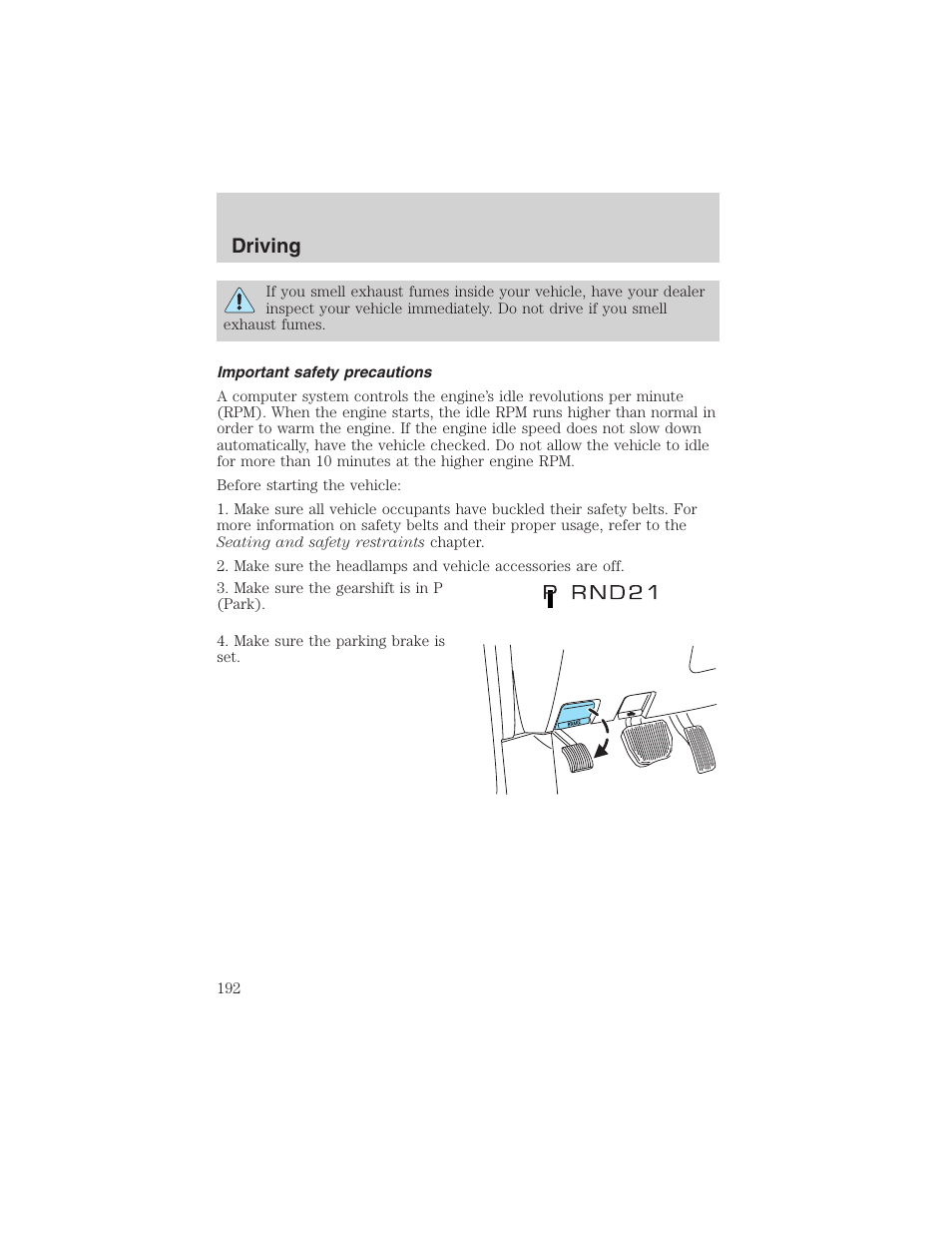 Driving | FORD 2003 Expedition v.1 User Manual | Page 192 / 320