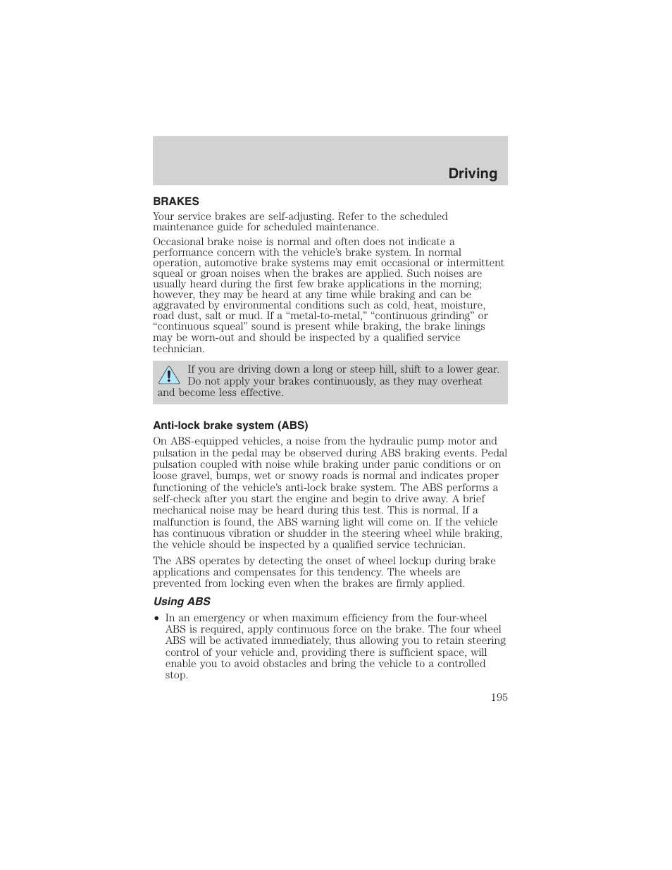 Driving | FORD 2003 Expedition v.1 User Manual | Page 195 / 320