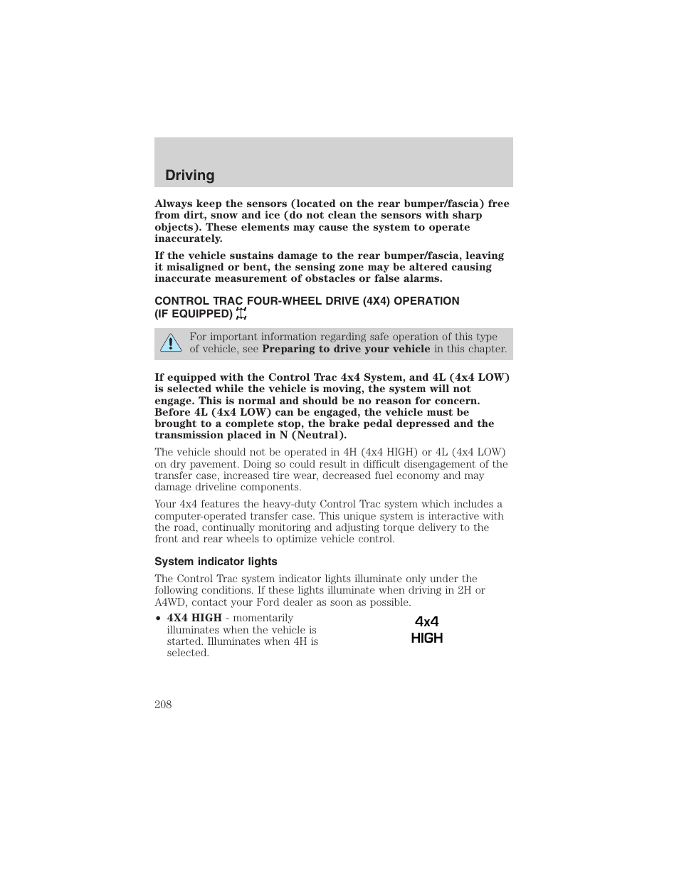 Driving | FORD 2003 Expedition v.1 User Manual | Page 208 / 320