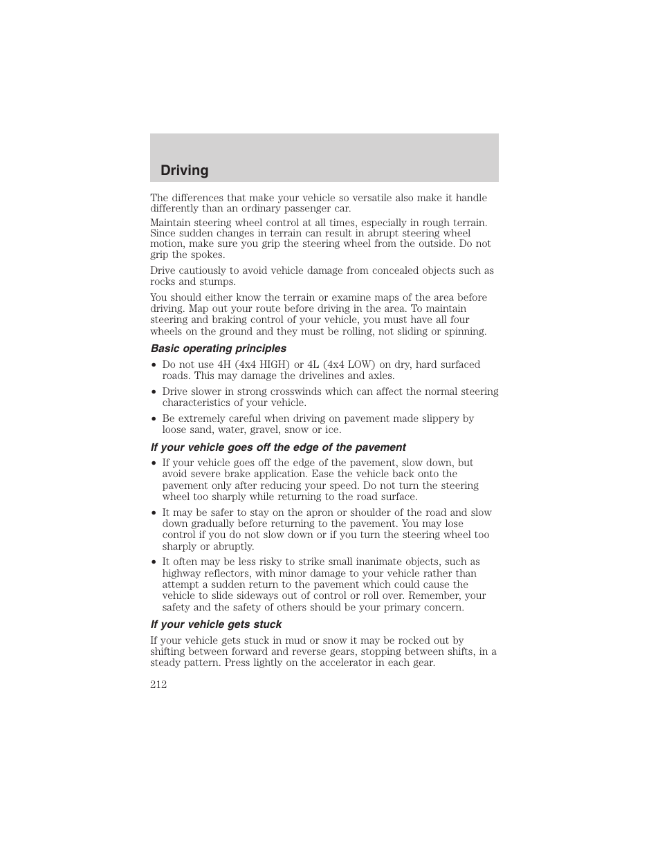 Driving | FORD 2003 Expedition v.1 User Manual | Page 212 / 320