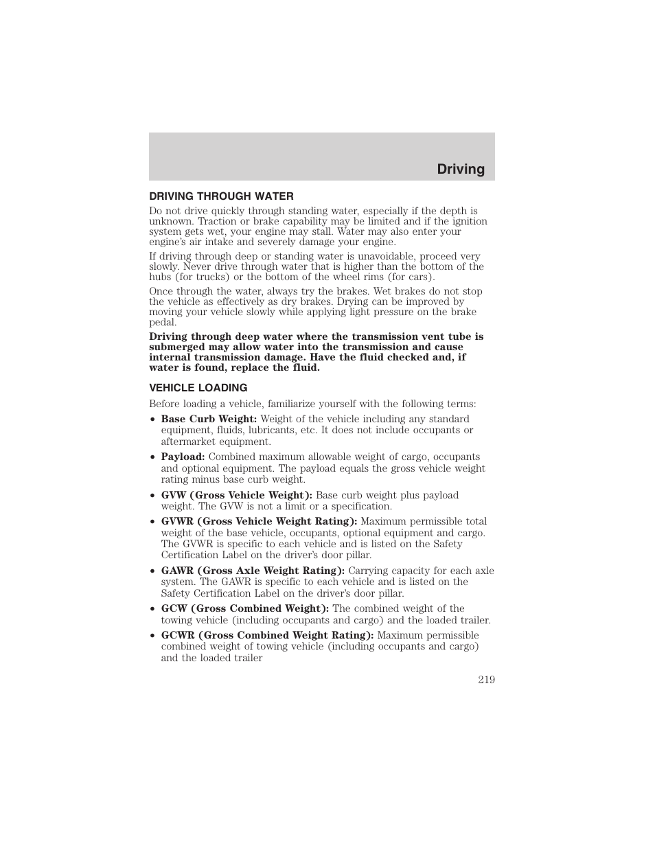 Driving | FORD 2003 Expedition v.1 User Manual | Page 219 / 320