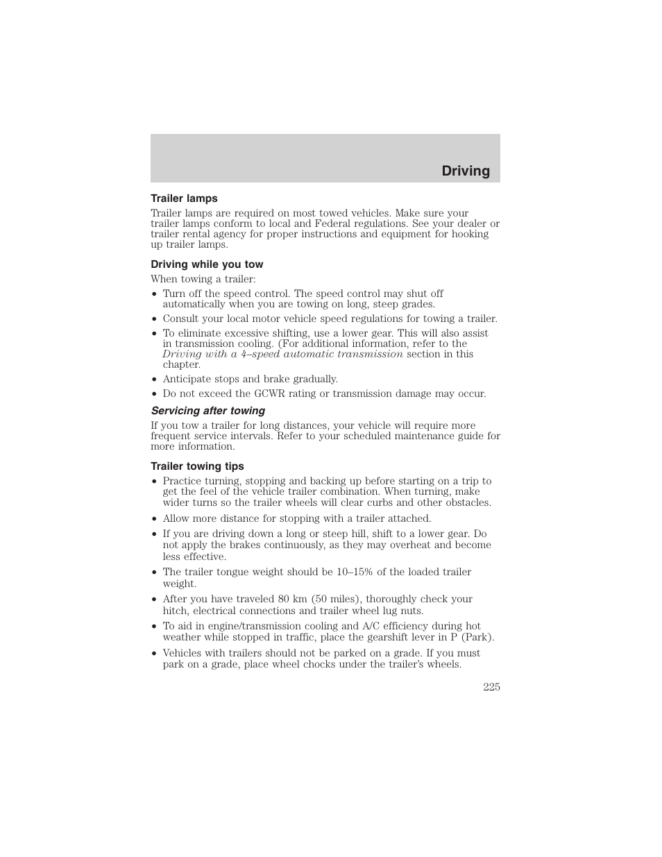 Driving | FORD 2003 Expedition v.1 User Manual | Page 225 / 320