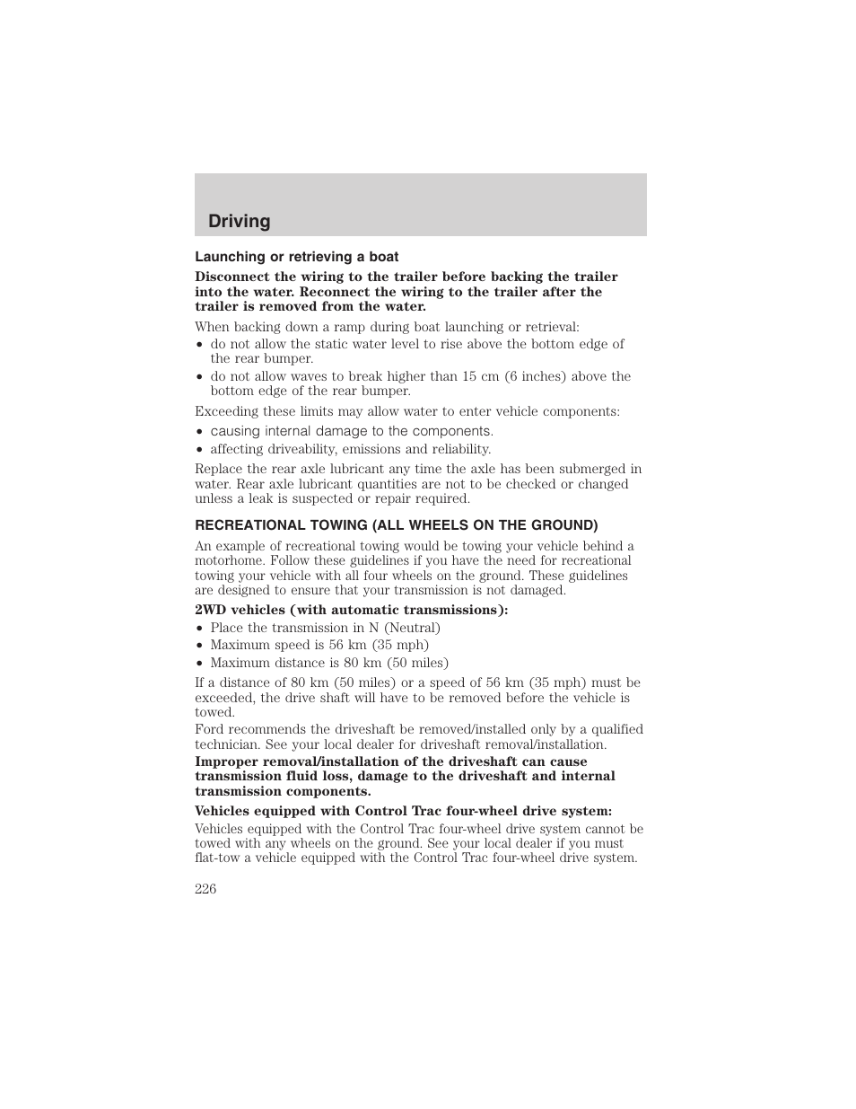 Driving | FORD 2003 Expedition v.1 User Manual | Page 226 / 320