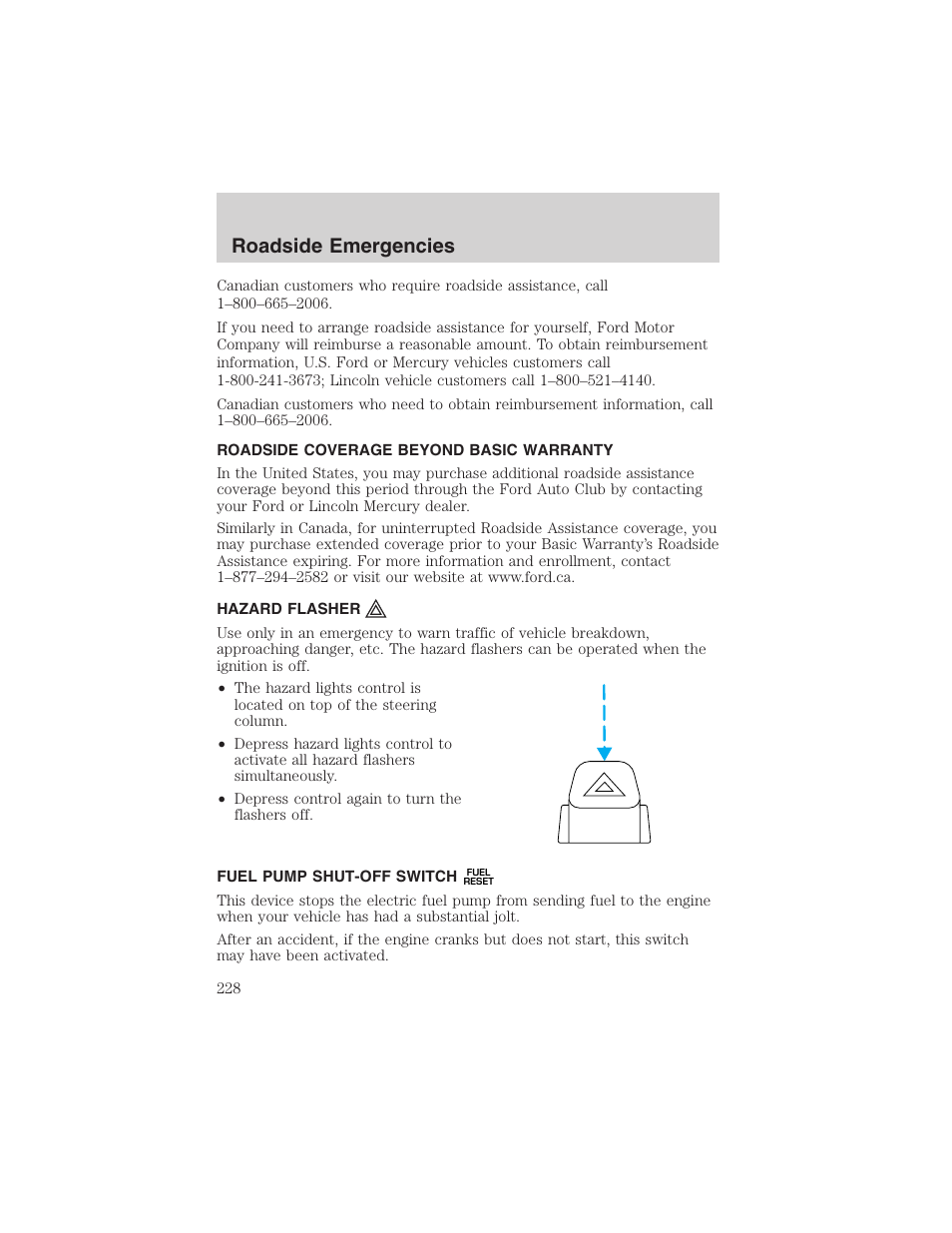 Roadside emergencies | FORD 2003 Expedition v.1 User Manual | Page 228 / 320