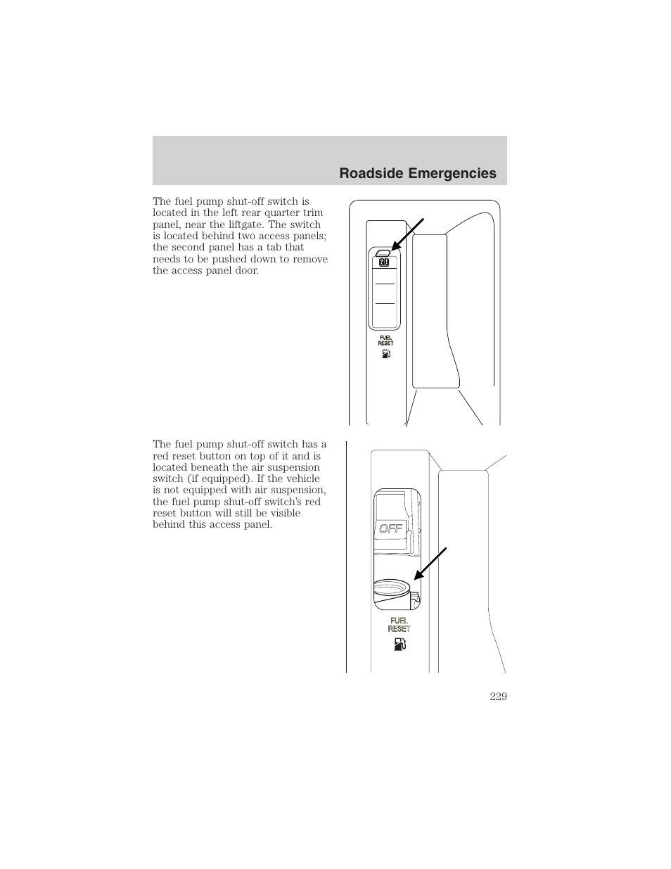 Roadside emergencies | FORD 2003 Expedition v.1 User Manual | Page 229 / 320