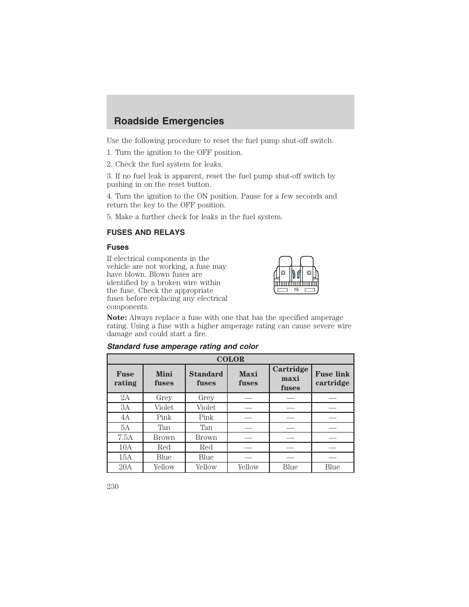 Roadside emergencies | FORD 2003 Expedition v.1 User Manual | Page 230 / 320