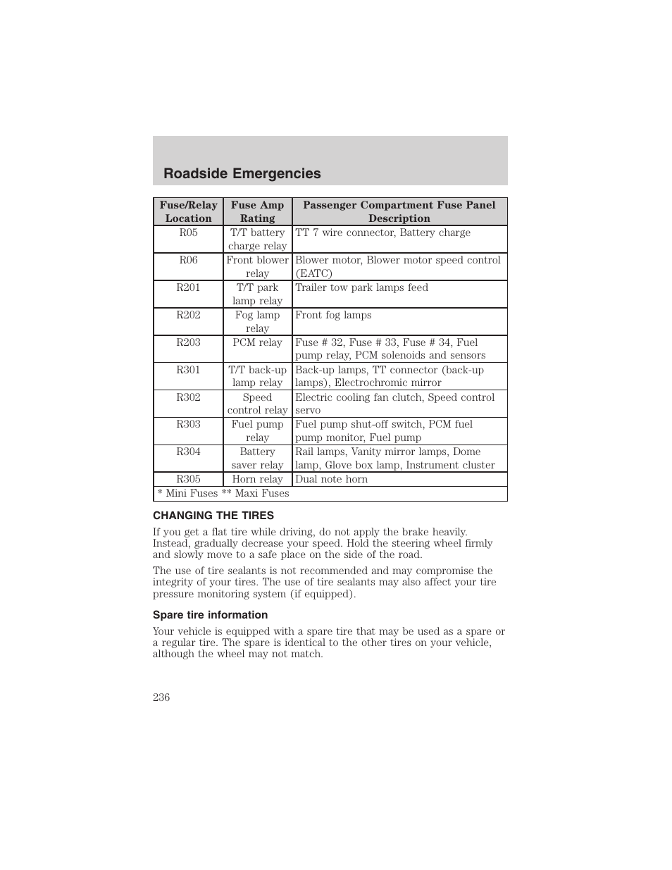 Roadside emergencies | FORD 2003 Expedition v.1 User Manual | Page 236 / 320