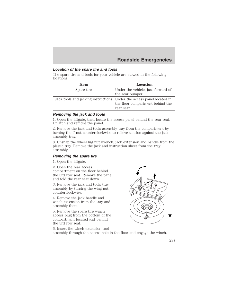 Roadside emergencies | FORD 2003 Expedition v.1 User Manual | Page 237 / 320