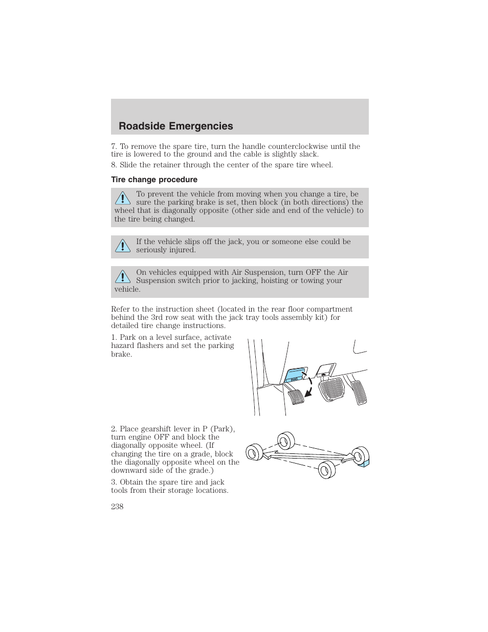 Roadside emergencies | FORD 2003 Expedition v.1 User Manual | Page 238 / 320