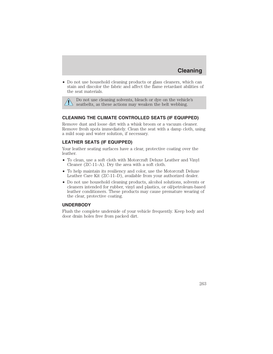 Cleaning | FORD 2003 Expedition v.1 User Manual | Page 263 / 320