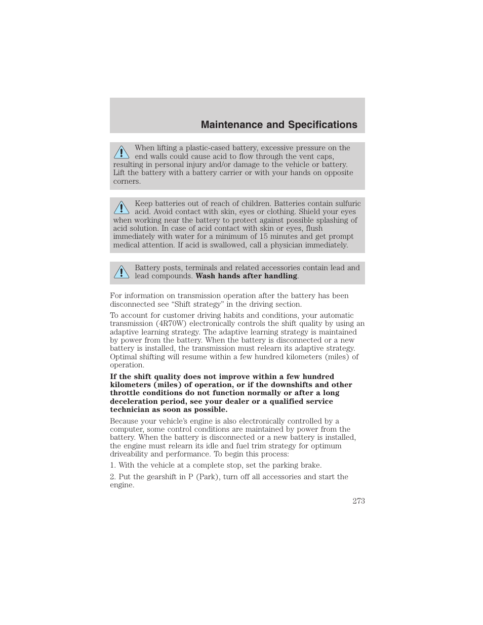 Maintenance and specifications | FORD 2003 Expedition v.1 User Manual | Page 273 / 320