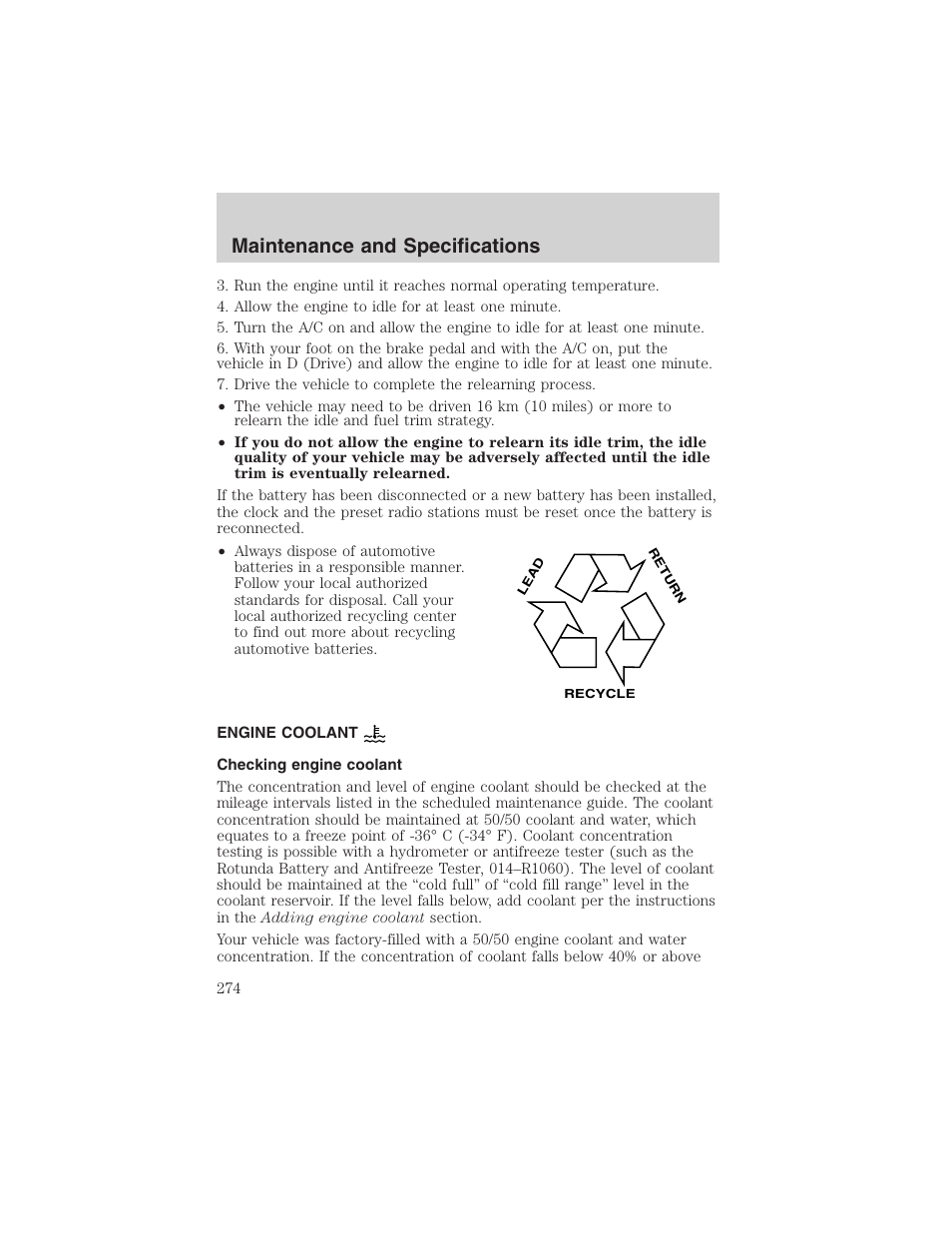 Maintenance and specifications | FORD 2003 Expedition v.1 User Manual | Page 274 / 320