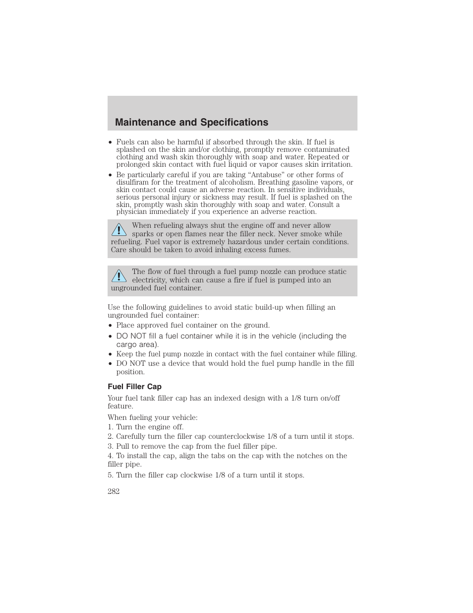 Maintenance and specifications | FORD 2003 Expedition v.1 User Manual | Page 282 / 320