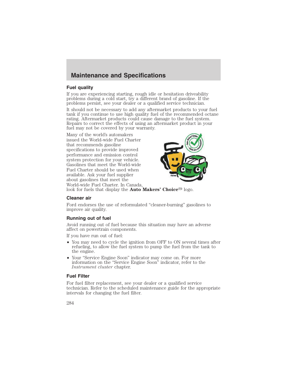 Maintenance and specifications | FORD 2003 Expedition v.1 User Manual | Page 284 / 320