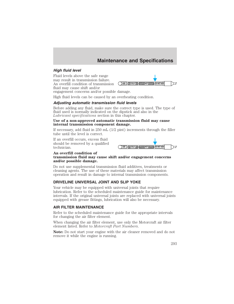Maintenance and specifications | FORD 2003 Expedition v.1 User Manual | Page 293 / 320