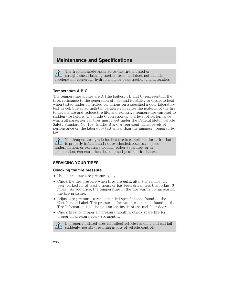 Maintenance and specifications | FORD 2003 Expedition v.1 User Manual | Page 296 / 320