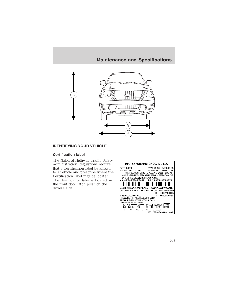 Maintenance and specifications | FORD 2003 Expedition v.1 User Manual | Page 307 / 320