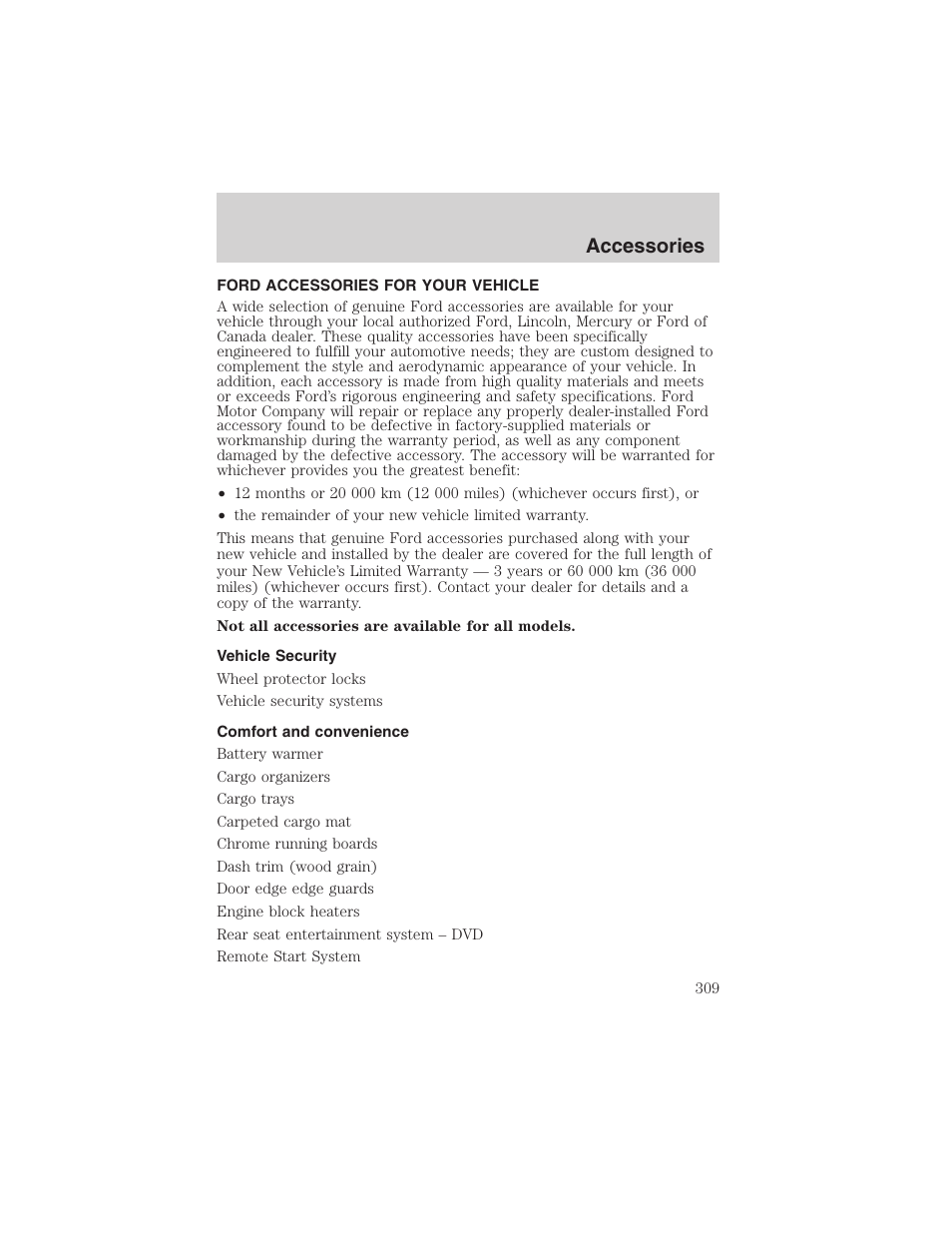 Accessories | FORD 2003 Expedition v.1 User Manual | Page 309 / 320