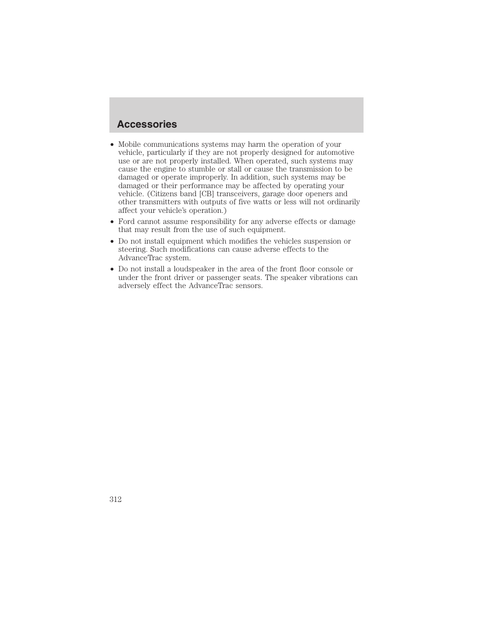 Accessories | FORD 2003 Expedition v.1 User Manual | Page 312 / 320