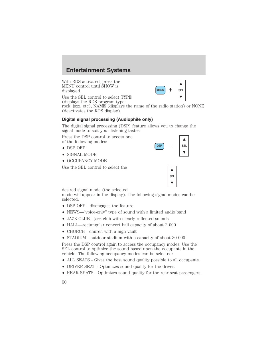 Entertainment systems | FORD 2003 Expedition v.1 User Manual | Page 50 / 320