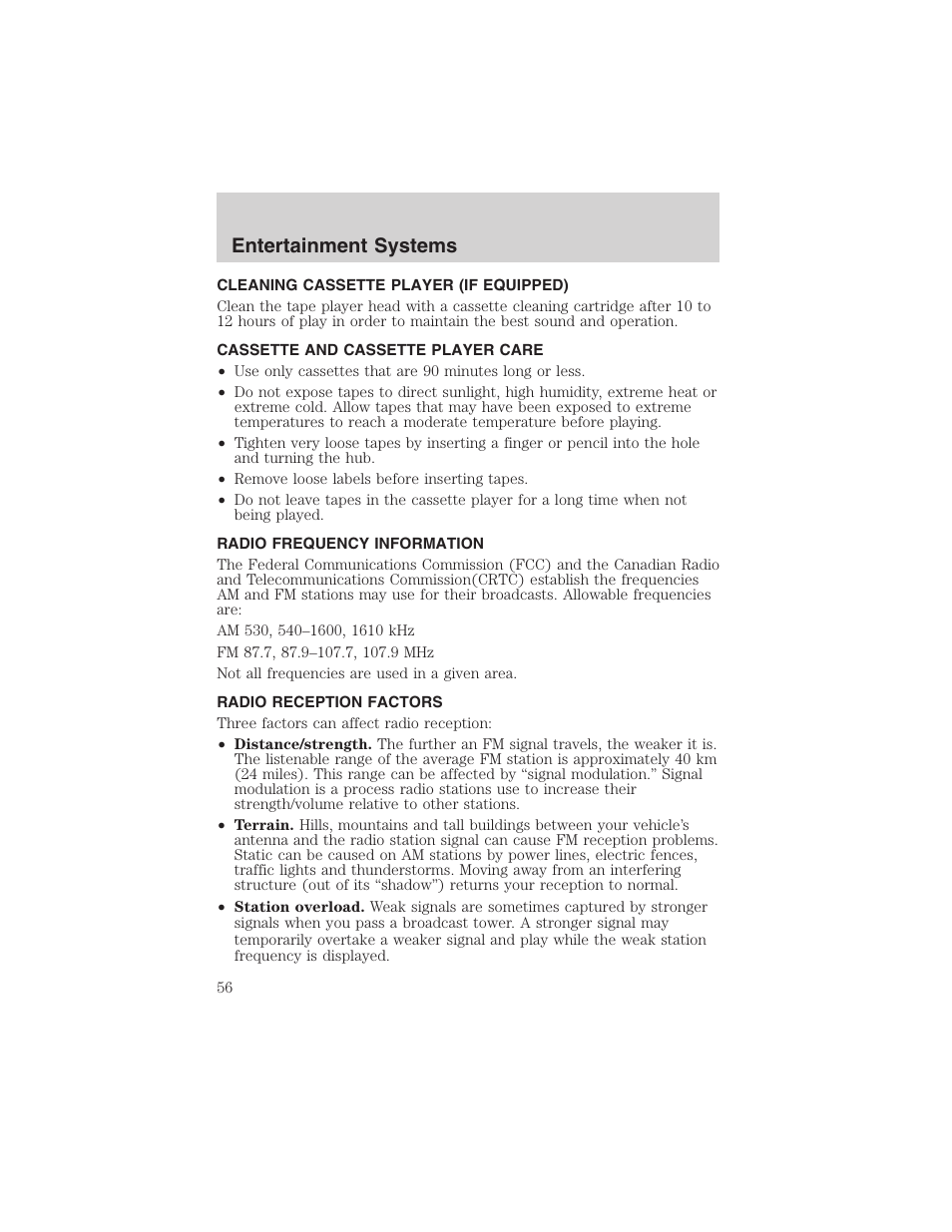 Entertainment systems | FORD 2003 Expedition v.1 User Manual | Page 56 / 320